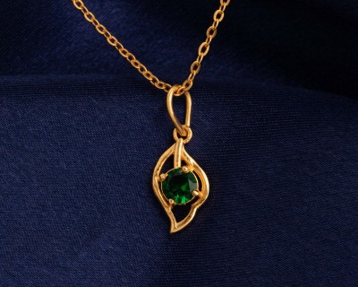 SORELLII Golden Necklace with a Adorable Stone Cubic Zirconia Copper Necklace