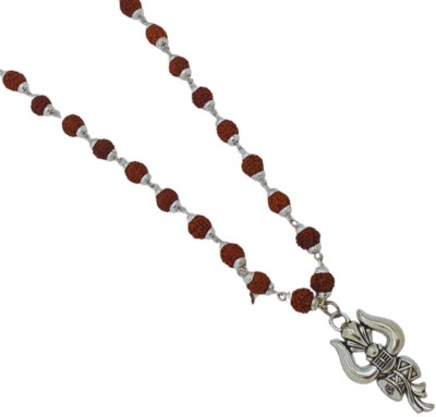 BHAKTI Kripalu Store God Lord Shree Ram Ram Sri Ram Ji 5 Mukhi Rudraksha Rudraksha Mala For Brother's Beads Silver Plated Brass, Wood Necklace