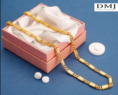 DMJ (21Inch) 22K Finely Detailed Men's Chain in Gold Plating Gold-plated Plated Stainless Steel Chain