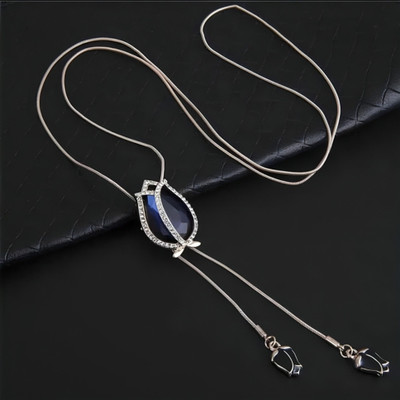 toshi enterprises Premium Silver-Plated Blue Tupli Sapphire Pendant Necklace For Girls & Women| Diamond, Sapphire Sterling Silver Plated Alloy Necklace