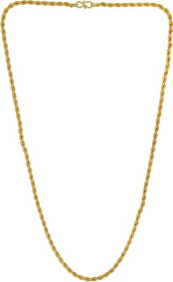 MissMister 24 KT Gold Plated 30inch/4mm thick/44gms Long Rope Design Chain for Men and Women  Gold-plated Plated Brass Chain