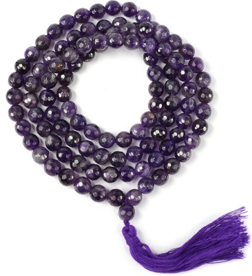 REIKI CRYSTAL PRODUCTS Natural Amethyst 108 Faceted Beads 8 mm Jaap Mala Necklace for Unisex Amethyst Crystal Chain