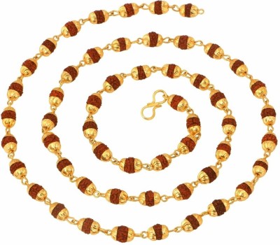 HAPPY CREATION Rudraksh Mala (5 Mukhi) Brass Plated Wood Chain