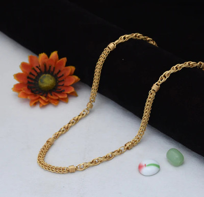 BHASHIMI 1 gram High Quality Indian Polished “20” Inches Gold Chain for Men and boy Gold-plated Plated Alloy Chain