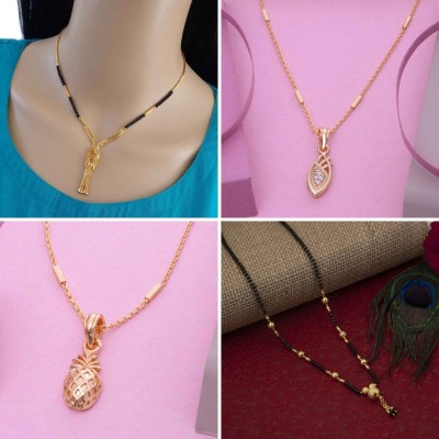 Dency Trendy Gold Plated Pendant Chain Set Combo of 22 Gold-plated Brass Pendant Set