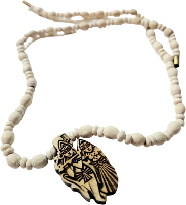 URBANELA Tulsi Radhe kanthi Mala with Radhe Krishna pendant :TM-08 RADHE KRISHNA_O Wood Chain