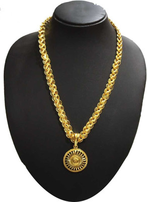 Vitthalesh OM ROUND GOLDEN & koyali chain Cubic Zirconia Gold-plated Plated Alloy Chain Set