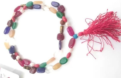 Apnisanskriti Lab Certified Navratna Mala Maniya Stone Chain