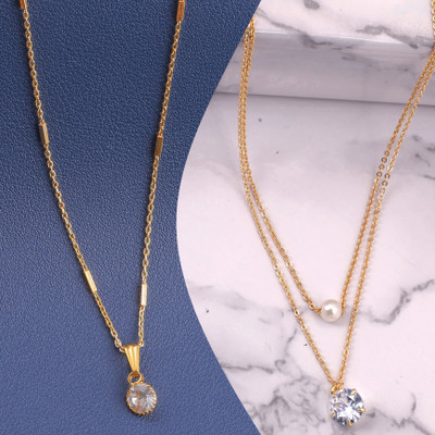 BOGHRA SALES Diamond Gold-plated Plated Alloy Chain Set