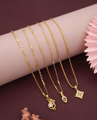 Princy Enterprise Fancy Chain Pendant Combo set of 3 pic Micro Gold plating Daily wear for women Gold-plated Plated Brass Chain Set