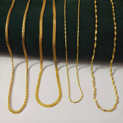 REVERSEA Set of 5 premium chains for women and Men Gold-plated Plated Brass, Copper Chain