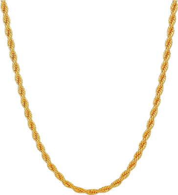 Shree Ju Stylish Rope Pattern Design Golden Chain For Men Women Boys Girls Gold-plated Plated Brass Chain