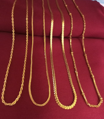 STREEKART 24 inch Gold Plated Combo pack of 4 Brass Chain Set