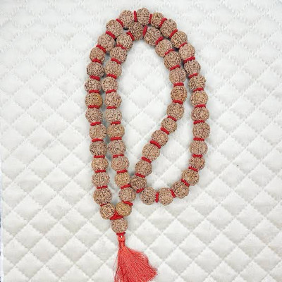 Rudraksham 5 Mukhi Nepali Rudraksha Kantha Mala (54+1) Wood Chain