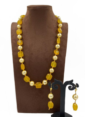 Beaded Stone Gold-plated Yellow Jewellery Set(Pack of 1)