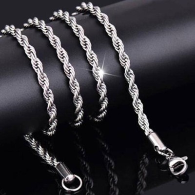 db enbloc Silver Chain For Boys Artificial Jewellery Necklace Chains For Men Boys Silver Plated Brass Chain Set