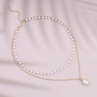 polluxcraft New Stylish Trendy Design Gold Pearl Chain For Girls & Women Gold-plated Chain Pearl Gold-plated Plated Alloy Chain