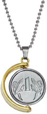 Ruhi Collection Gold & Silver One Rupee Coin Locket With Chain Stainless Steel Chain