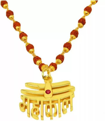 Ashu Enterprises Religious Jewelry Origina Mahakal Penda a Chain Mala for Men Women Beads Gold-plated Plated Rudraksha, Stainless Steel Chain