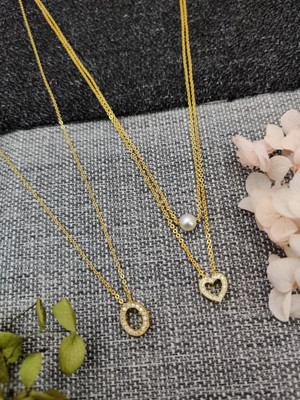 Dham Jewels Gold Plated American Diamond Fancy 2 Lyear Chain With Fancy necklace.. Cubic Zirconia Gold-plated Plated Alloy Chain