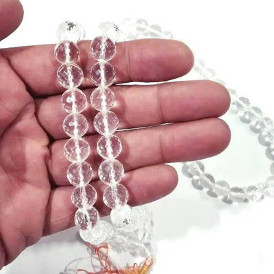 vinayakmoorti Sphatik/Crystal Mala Natural & Certified Unisex Both for Men & Women(7 MM) Stone Chain