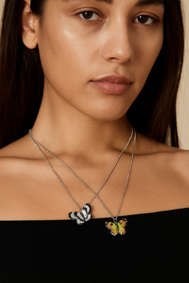 Igshaa Igshaa set of 2 butterfly charm chain necklace Silver Plated Brass Chain