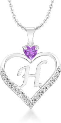 Heer Collection Heart Shape Alphabet 'H' Valentine Special Pendant Propose Wedding Anniversary Cubic Zirconia, Crystal Gold-plated Plated Brass, Copper Chain Set