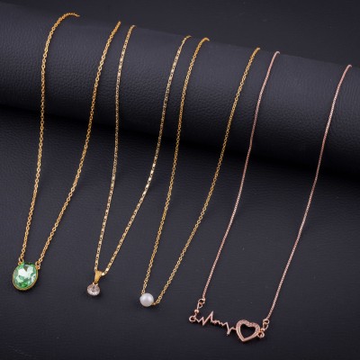 FLAMINGO JEWELS Combo of 4 Necklace Chain Gold-plated Plated Alloy Necklace