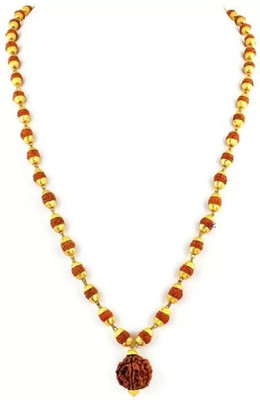 SOTNIX CAP MALA WITH PACHMUKHI RUDRAKSHA Gold-plated Plated Brass Chain