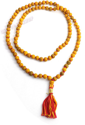 Om Pooja Shop Haldi (Turmeric) Mala Wood Chain