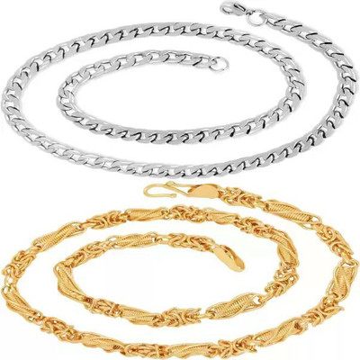 Pihoo Enterprise SILVER S & SPRING (CHAIN) 2COMBO Chain for Boys & Men Gold-plated, Silver Plated Brass Chain