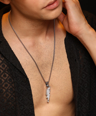 French Accent Men's The Thunderbolt Pendant Necklace - Metallic Silver Silver Plated Alloy Chain