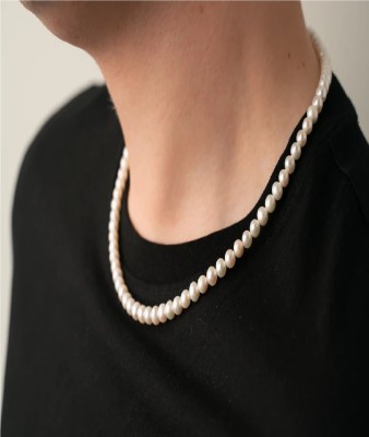 Crazy Fashion Trendy Freshwater Pearl Choker Necklace for Men & Women Mother of Pearl, Alloy Chain