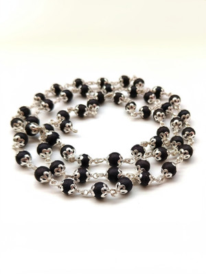 Divine rudras Original Silver Karungali Malai 8 mm 54+1 Beads, Silver Ebony Beads Silver Plated Wood Chain