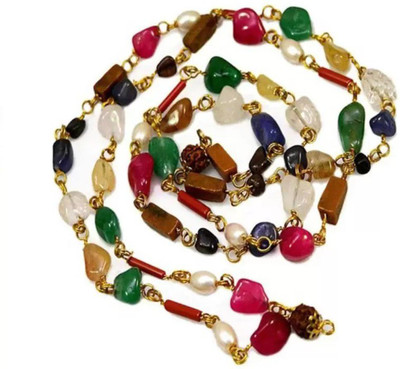SOTNIX Navratna Crystal chain Gold-plated Plated Stone Chain