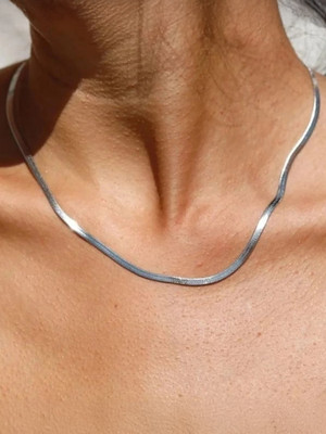 DAREBYGOLDENERA Twisted Cuboids Silver-Plated Link Chain for Men Silver Plated Metal Chain Sterling Silver Plated Stainless Steel Chain