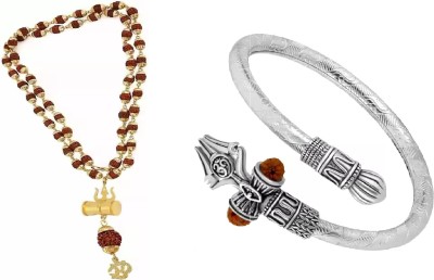 IGA COLLECTION Combo Rudraksha RTD Pendant Set & Plain Trishul Kada Gold-plated Plated Stainless Steel Necklace Set