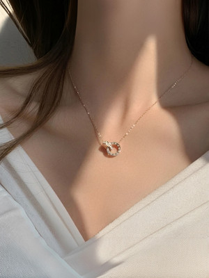 Royatto Cubic Zirconia Brass Plated Stainless Steel Necklace