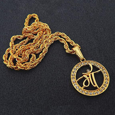 Faizam Collection Maa Alphabet pendant Set with chain Brass Gold-plated Plated Alloy Chain