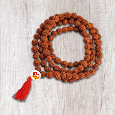 EliteTouch 5 MUKHI RUDRAKSHA MALA 108 Wood Necklace Gold-plated Plated Wood Chain