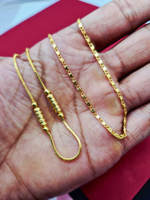 Divyanshi Collection Combo Of 2 Stylish One Gram Gold Plated Designer Chain Gold-plated Plated Brass Chain