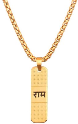 Peprika Gold Plated Ram Dotted Pendent Chain For Men Gold-plated Brass Pendant Set