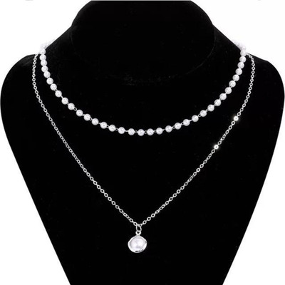 Vembley Vembley Gold Shallow Necklace For Women And Girls Silver Plated Alloy Layered