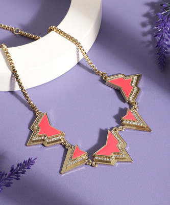 SOHI Multicolour designer statement stones necklace Gold-plated Plated Alloy Necklace