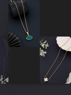 Dressberry SET OF 2 PENDANT CHAIN FOE GIRLS AND WOMEN Gold-plated Plated Brass Necklace Set