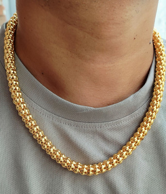 Trendy Gold (WATERPROOF HOLLOW INSIDE WIDTH 10 MM CHAIN) SHORT Length- 20 inch Gold-plated Plated Alloy Chain Set