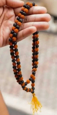 Divine rudras karungali 8mm Ebony Beads with 5 Mukhi Rudraksha Jap Mala (RudraKarungali) Beads Wood Necklace