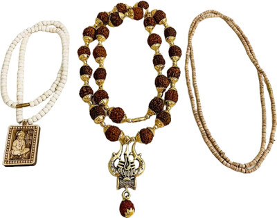 anilStore Mahakal Locket Puchmukhi Rudraksha Mala Wood Chain