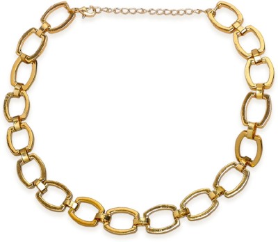 Oomph Gold Tone Link Chain Fashion Choker Necklace For Women & Girls Stylish Latest Beads Gold-plated Plated Alloy Necklace