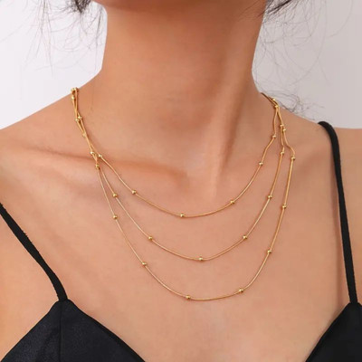 19th July Jewels 19TH JULY JEWELS-Anti-Tarnish 3-in-1 Layered Gold Necklace for Women Gold-plated Plated Stainless Steel Necklace